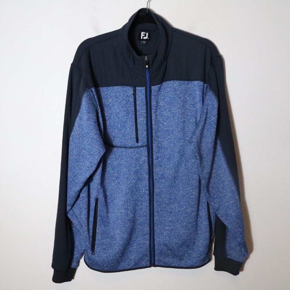 Footjoy Full Zip Fleece Jacket Size Medium Blue Golf Athletic Casual Lightweight